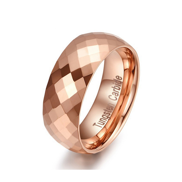 Massive Selection for Can You Resize Tungsten Carbide Rings - 8mm Multi Faceted Tungsten Carbide Engagement Wedding Band Rose Gold Ring for Mens – Ouyuan