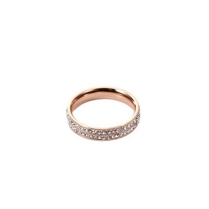 18k Rose Gold Double Row Full Diamond Korean Fashion Ring Women