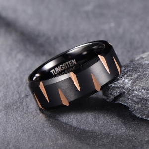 Ouyuan Comfort Fit 8mm wholesale tungsten carbide rings Black Tungsten Ring Men For Men