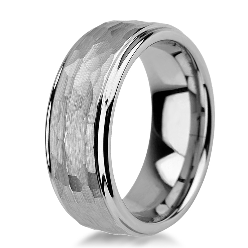 Fashion 8mm Harmmered Tungsten Ring Wedding band Featured Image