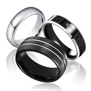 Discount Combination 3pcs/set Classic Tungsten Steel Ring Black Matte