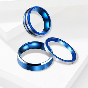 Value Combination 3pcs/set 6mm 8mm Blue Series Brushed Tungsten Steel Ring Men