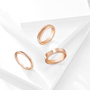 3pcs/set Solid Polished Rings Set Unisex Rose Gold Plated Tungsten Steel Ring