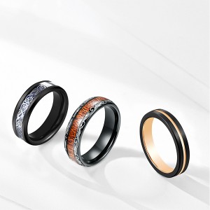 Classic Gothic Style Ring Combination Inlaid Tungsten Steel Ring Set for Sale