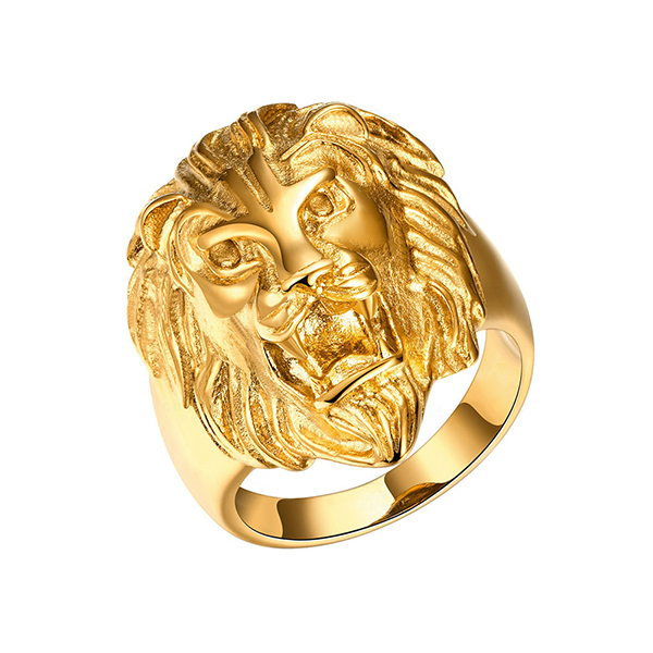 High reputation Imitated Meteorite Inlay Tungsten Ring - Fashion Hot Selling Jewelry Men’s Fashion Gold-Plated Lion Head Ring – Ouyuan