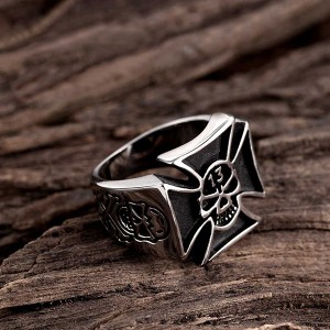 Vintage Style Cross Ring Stainless Steel Titanium Men Ring