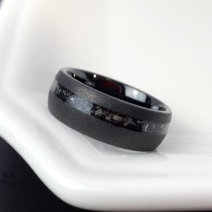 china mens fashion tungsten ring china brushed tungsten ring inlay meteorite black plated