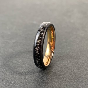 Fashion Jewelry Matt Surface Crushed Meteorite Tungsten Ring For Men