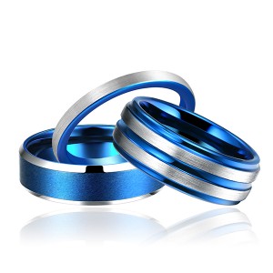 High Quality Tungsten Ring Making - Value Combination 3pcs/set 6mm 8mm Blue Series Brushed Tungsten Steel Ring Men – Ouyuan