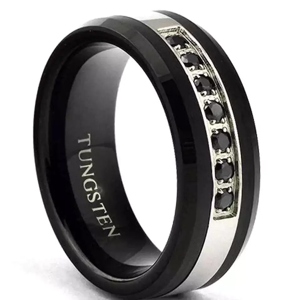 China 2023 New Design 8mm men 24k gold silver Tungsten carbide Rings ...