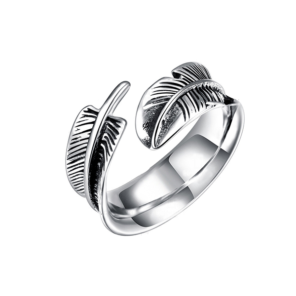 Factory made hot-sale Tungsten Ring Vs Stainless Steel - Japanese and Korean Pop Style Open Feather Unisex Ring – Ouyuan