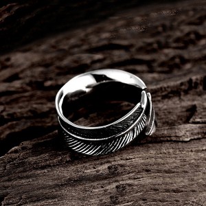 Japanese and Korean Pop Style Open Feather Unisex Ring