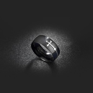 Fashion Trend Creative Cross Pattern Stainless Steel Ring Men