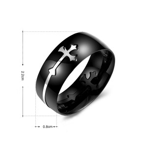 Fashion Trend Creative Cross Pattern Stainless Steel Ring Men