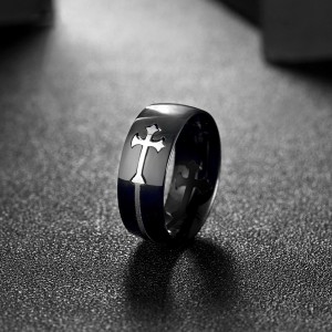 Fashion Trend Creative Cross Pattern Stainless Steel Ring Men