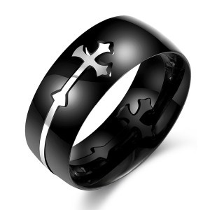 Fashion Trend Creative Cross Pattern Stainless Steel Ring Men