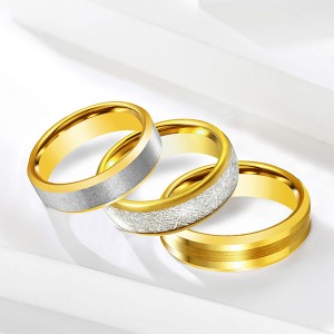 Combination Discount Price Golden Tungsten Steel Ring Brush Finish Scratch Resistant