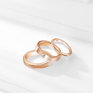 3pcs/set Solid Polished Rings Set Unisex Rose Gold Plated Tungsten Steel Ring