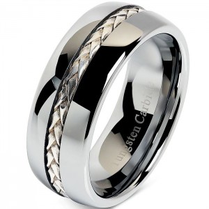 2022 925 Silver Inlay With Tungsten Gold Filled Wedding Ring Women Men European Style High Polish Dome Band