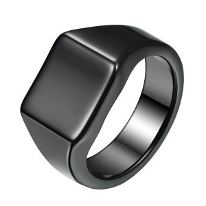 Good User Reputation for Tungsten Ring With Gold Inlay - Men’s Tungsten Ring Retro Solid Glossy Square Black Large Tungsten Steel Rings – Ouyuan