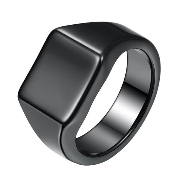 Leading Manufacturer for Tungsten Ring Worth - Men’s Tungsten Ring Retro Solid Glossy Square Black Large Tungsten Steel Rings – Ouyuan