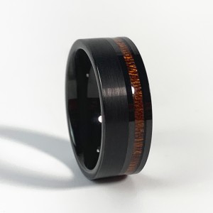 Wholesale Matte finished Tungsten Ring With Wood Inlay