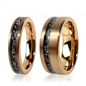 8mm Men’s rings Tungsten carbide Inlay meteorite gold plated rings