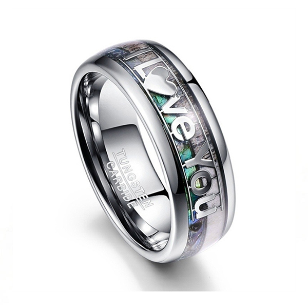 Factory source Why Do Tungsten Rings Vary In Price - Personalized custom inlaid LOVE U tungsten steel ring – Ouyuan