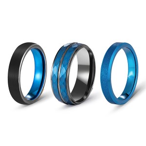 Blue Series Multi-Faceted Frosted Brushed Tungsten Steel Ring for Men