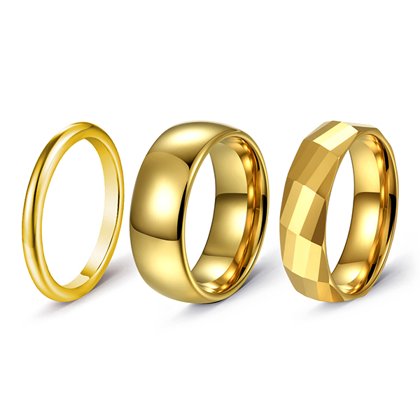 New Arrival China Red Tungsten Wedding Band - 18K Gold Combination High Polish Multi-faceted Plain Ring Tungsten Steel Unisex – Ouyuan detail pictures
