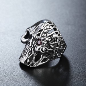New Vintage Skull Silver Color Ring Mens Skull Biker Rock Roll Punk Jewelry Rings New Ghost Stainless Steel Men Punk Jewelry Gift Ring