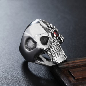 New Vintage Skull Silver Color Ring Mens Skull Biker Rock Roll Punk Jewelry Rings New Ghost Stainless Steel Men Punk Jewelry Gift Ring