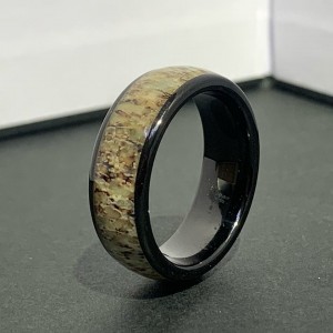 Usa Hot Selling Custom Engraving Simple 8mm Faceted Edge Deer Antler Tungsten Ring