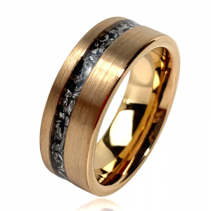 8mm Men’s rings Tungsten carbide Inlay meteorite gold plated rings