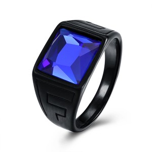 Retro Style Men’s Square Zircon Inlaid Blue Diamond Ring for Hot Sell
