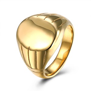Simple Gold Plated Round Stainless Steel Men’s Ring