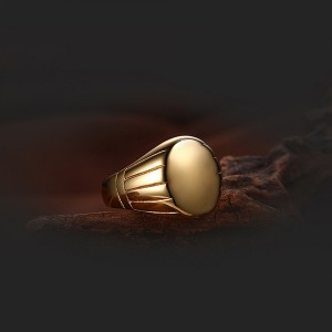 Simple Gold Plated Round Stainless Steel Men’s Ring