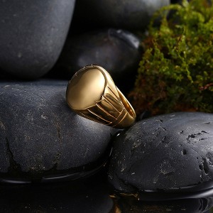 Simple Gold Plated Round Stainless Steel Men’s Ring