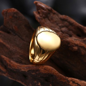 Simple Gold Plated Round Stainless Steel Men’s Ring