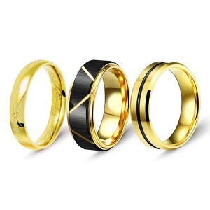 Men’s Wedding Bands Black Matte Black Grooved Center and Advanced Lord of the Rings
