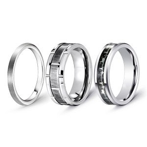 Heart Drawing Combination Personalized Tungsten Steel Rings for Men