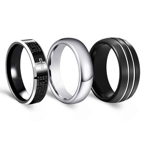 Discount Combination 3pcs/set Classic Tungsten Steel Ring Black Matte