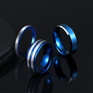 Value Combination 3pcs/set 6mm 8mm Blue Series Brushed Tungsten Steel Ring Men