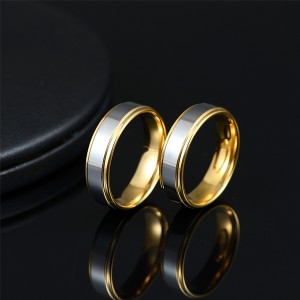 18K Gold-Plated Series High Polished Frosted Face 3PCS/Set Tungsten Ring Combination