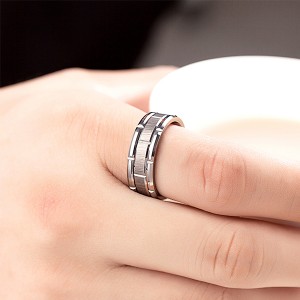 Heart Drawing Combination Personalized Tungsten Steel Rings for Men