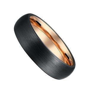 6mm Unisex Enamel Brushed Matte Surface Black And Rose Gold Plated