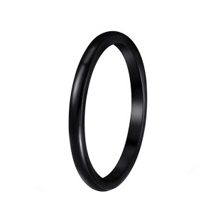 Simple European and American Men’s Popular Full Arc Black Tungsten Steel Ring