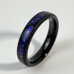 Wholesale price 2mm 4mm gold plated inlay galaxy opal tungsten ring for men