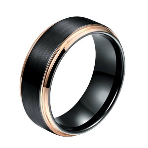 Factory Promotional Why Are Tungsten Rings So Cheap On Amazon - New Style Jewelry Matte Brushed Wedding Band Rose Gold Plated Beveled Edge Tungsten Wedding Ring For Men – Ouyuan