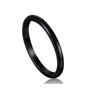 Simple European and American Men’s Popular Full Arc Black Tungsten Steel Ring